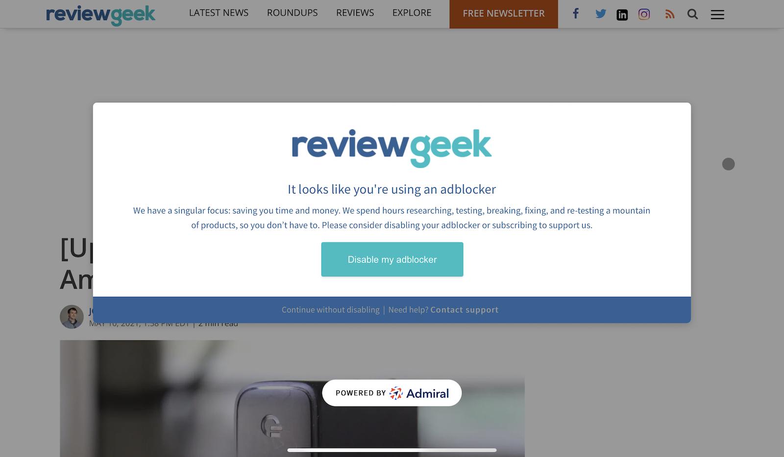 Capture du site Review Geek