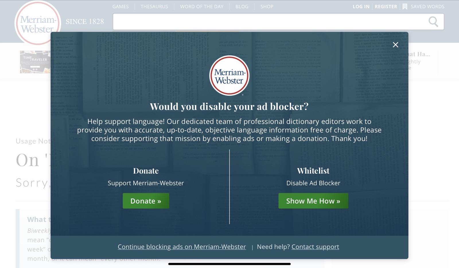 Capture du site du Merriam Webster