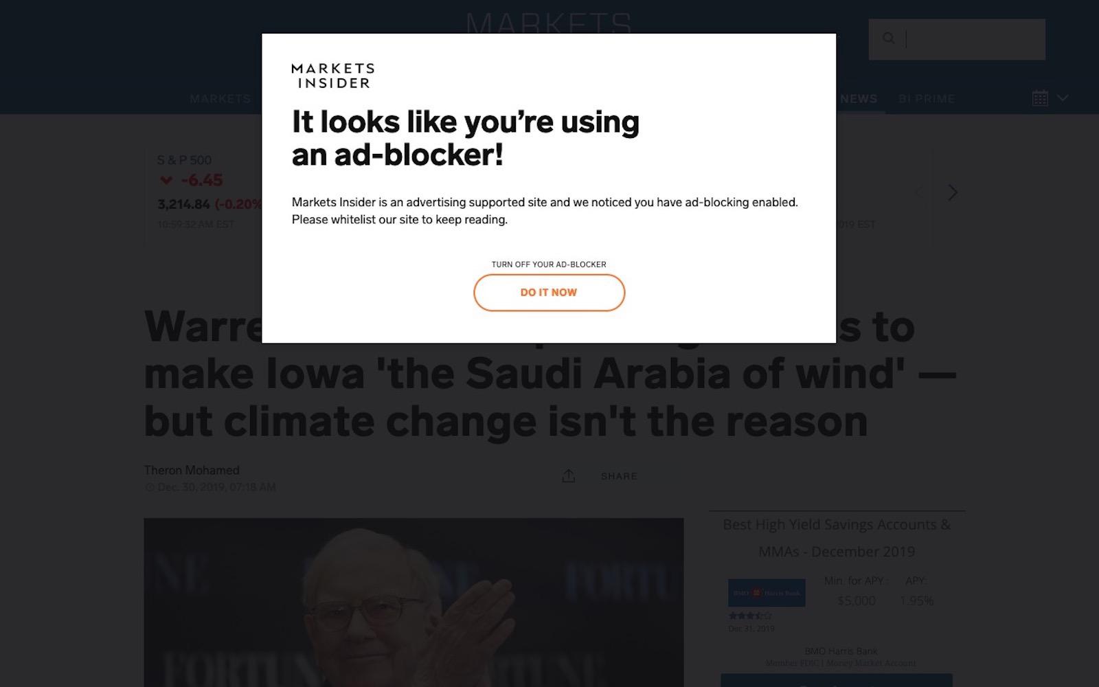 Capture du site de Markets Insider