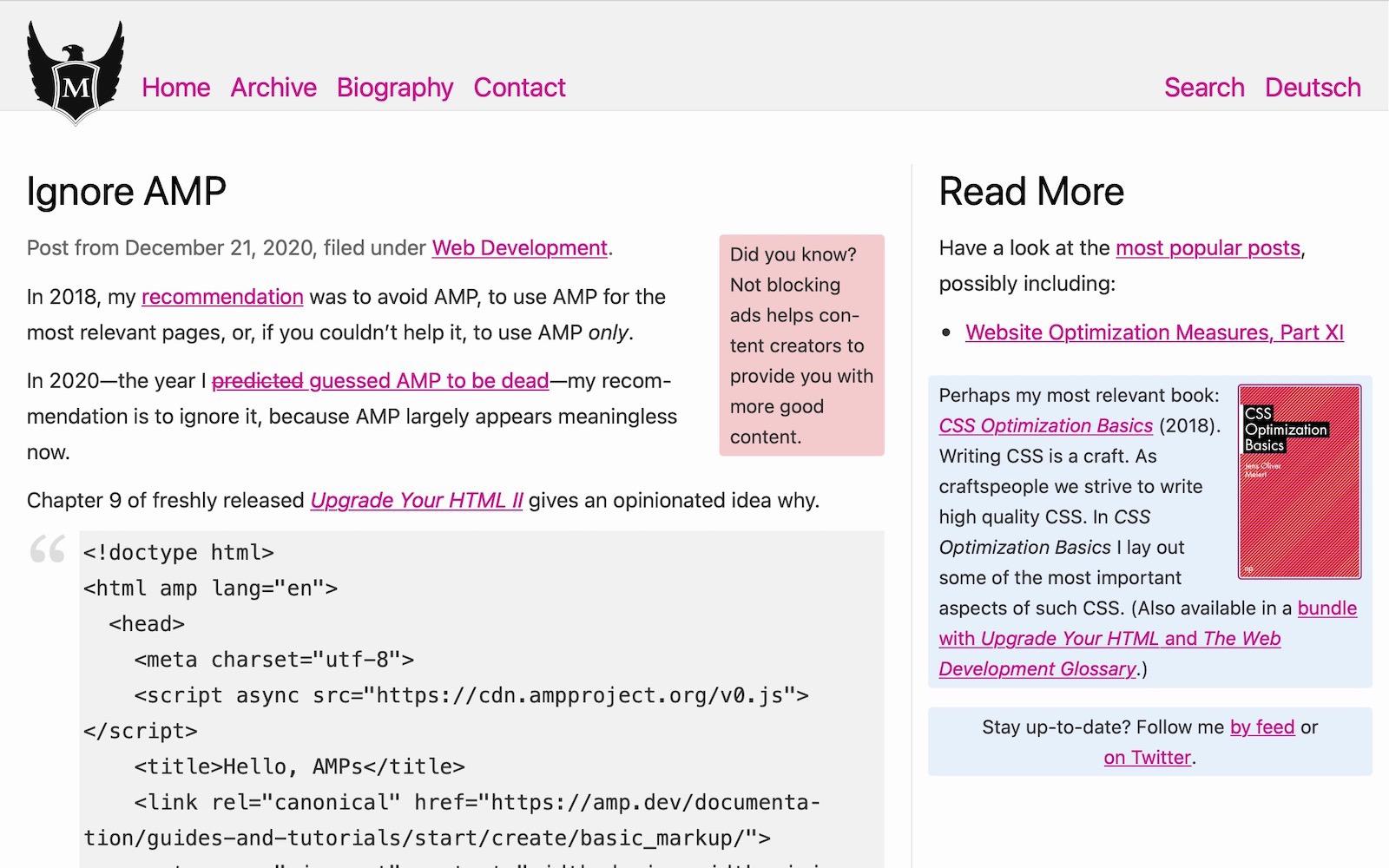 Capture du site de Jens Oliver Meiert