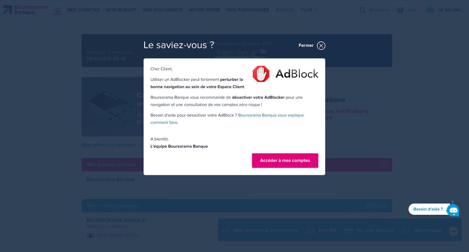 Capture du site de Boursorama Banque