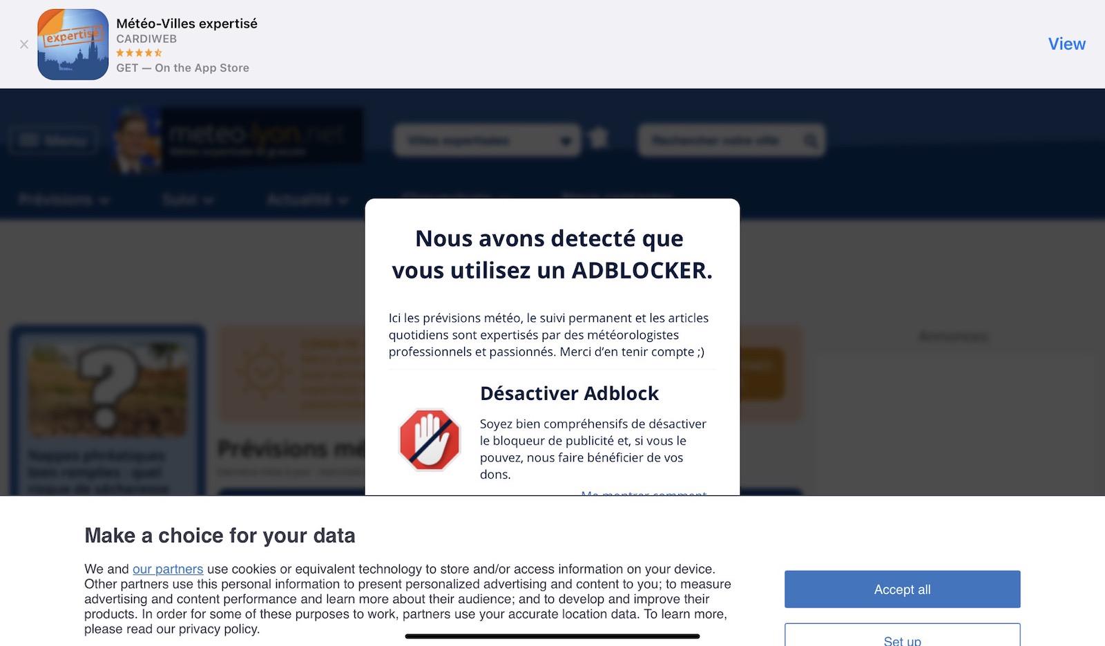 Capture du site de Météo Lyon
