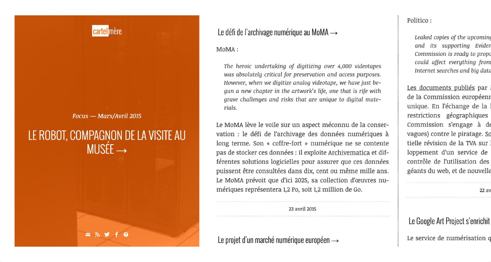 Capture de Cartel mère en 2015