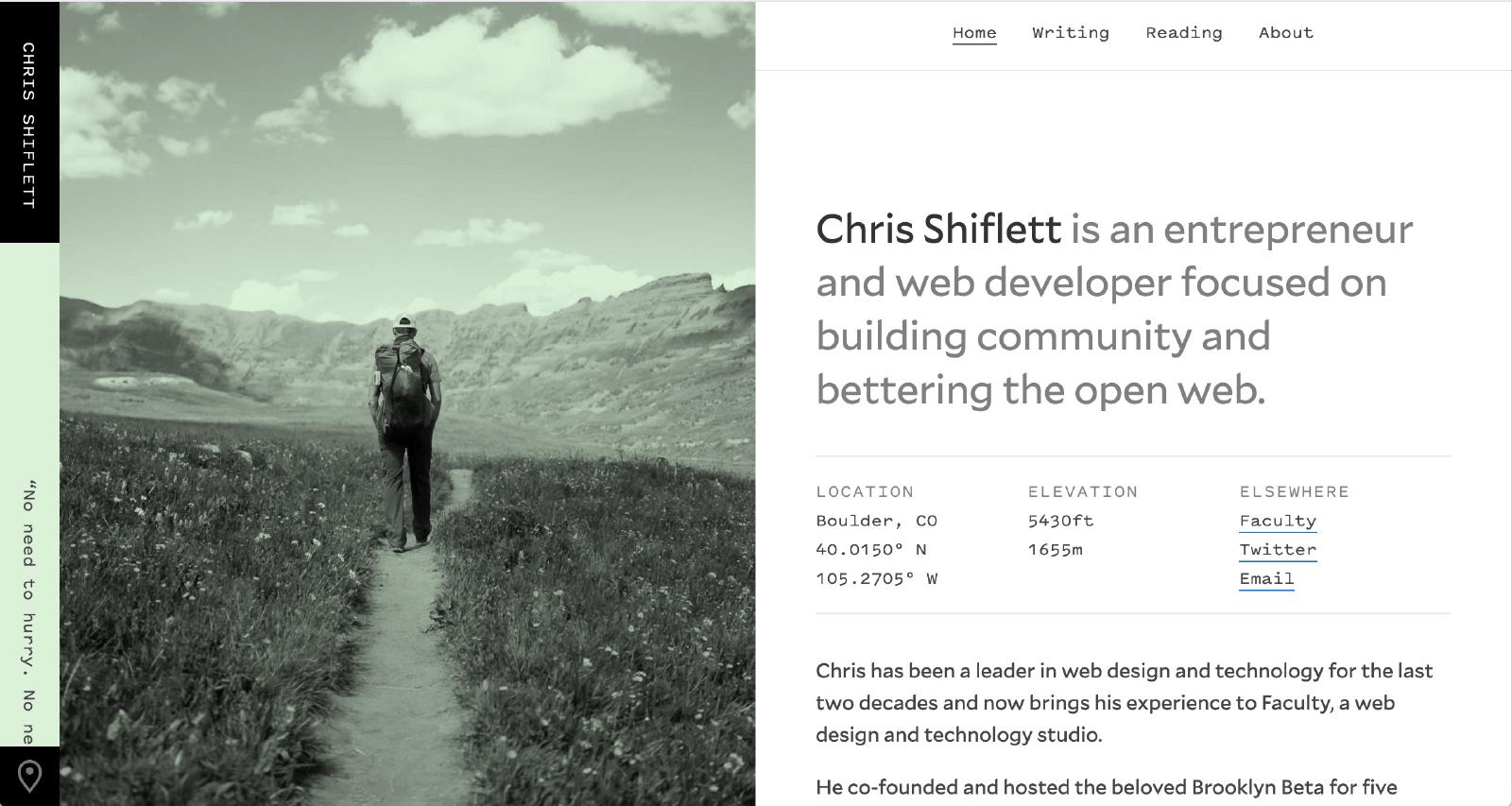Capture du site de Chris Shiflett en 2020