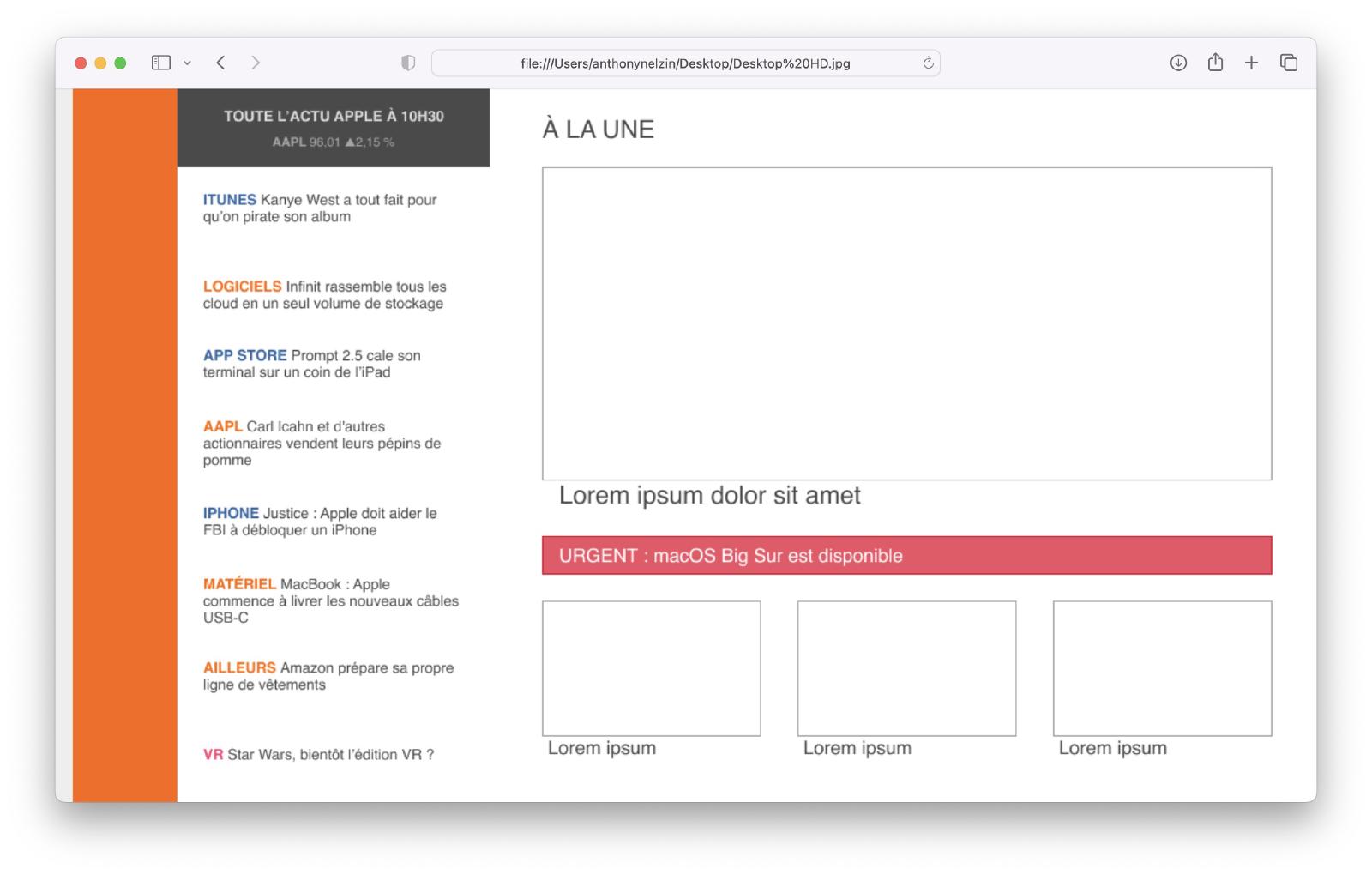 La première maquette du site du Club iGen en mars 2016.